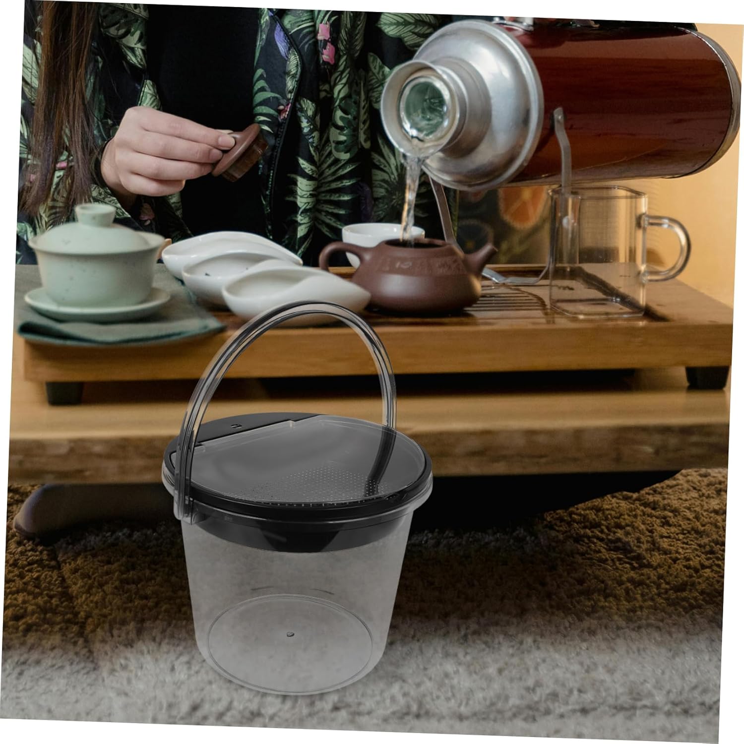 Tea Dregs Bucket Drainage Lid Large Garbage Can Lid for Rv Office Compost Portable Kitchen Trash Can Bin