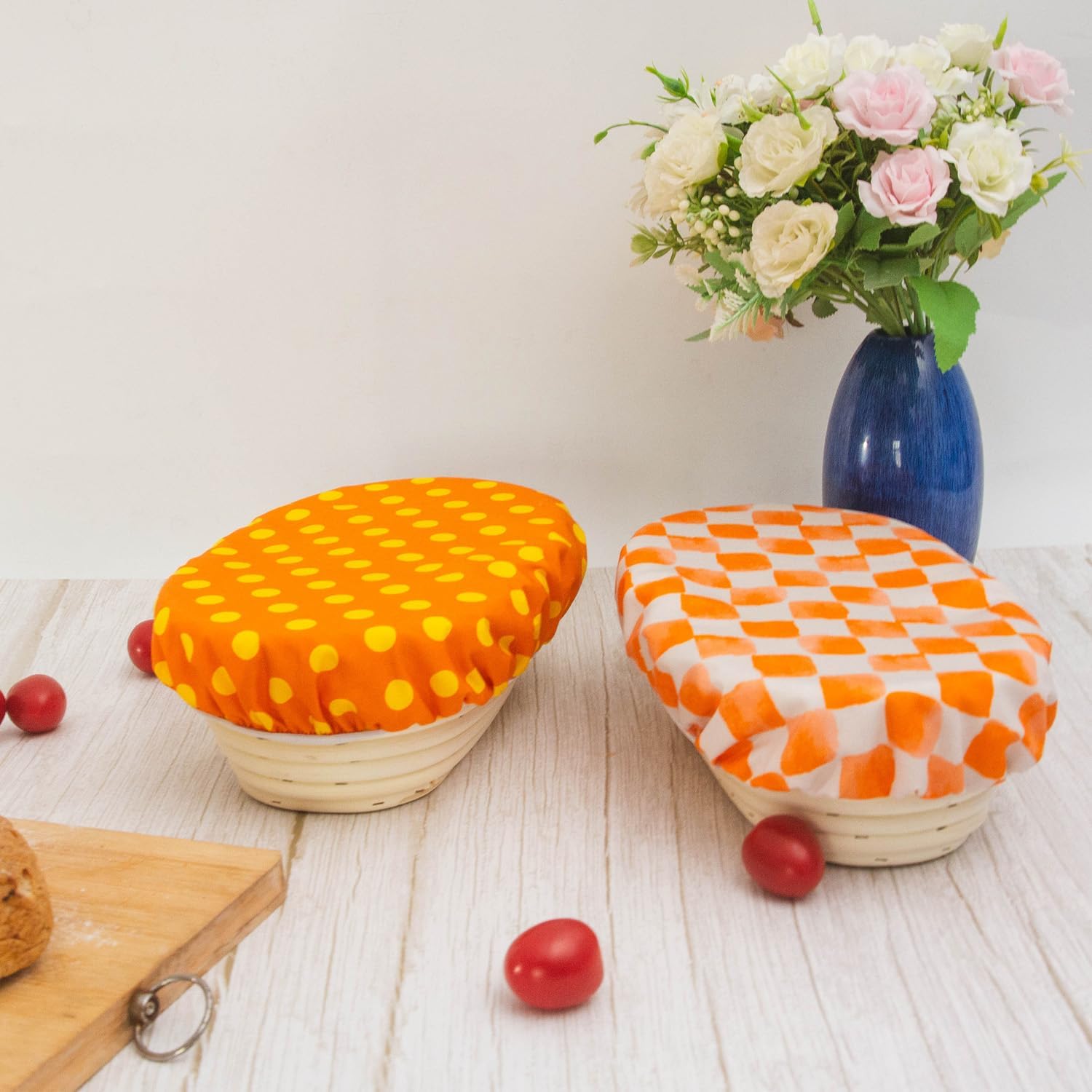 2 Pack Bread Proofing Cover,10 IN Oval Sourdough Bowl Covers with TPU Liner,Elastic Cotton Cloth Dough Basket Lids for Sourdough Rising and Food Fruit Salad