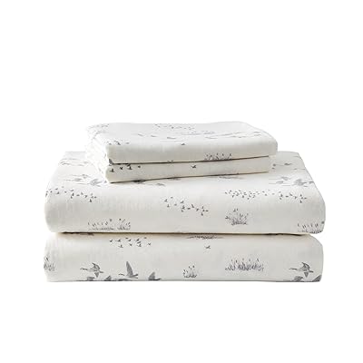 Eddie Bauer - King Sheet Set, Warm Breathable Cotton Flannel Bedding with Deep Pockets, Brushed for Extra Softness, Cozy Home Decor, Oeko-Tex Certified (Geese Meadows, King)