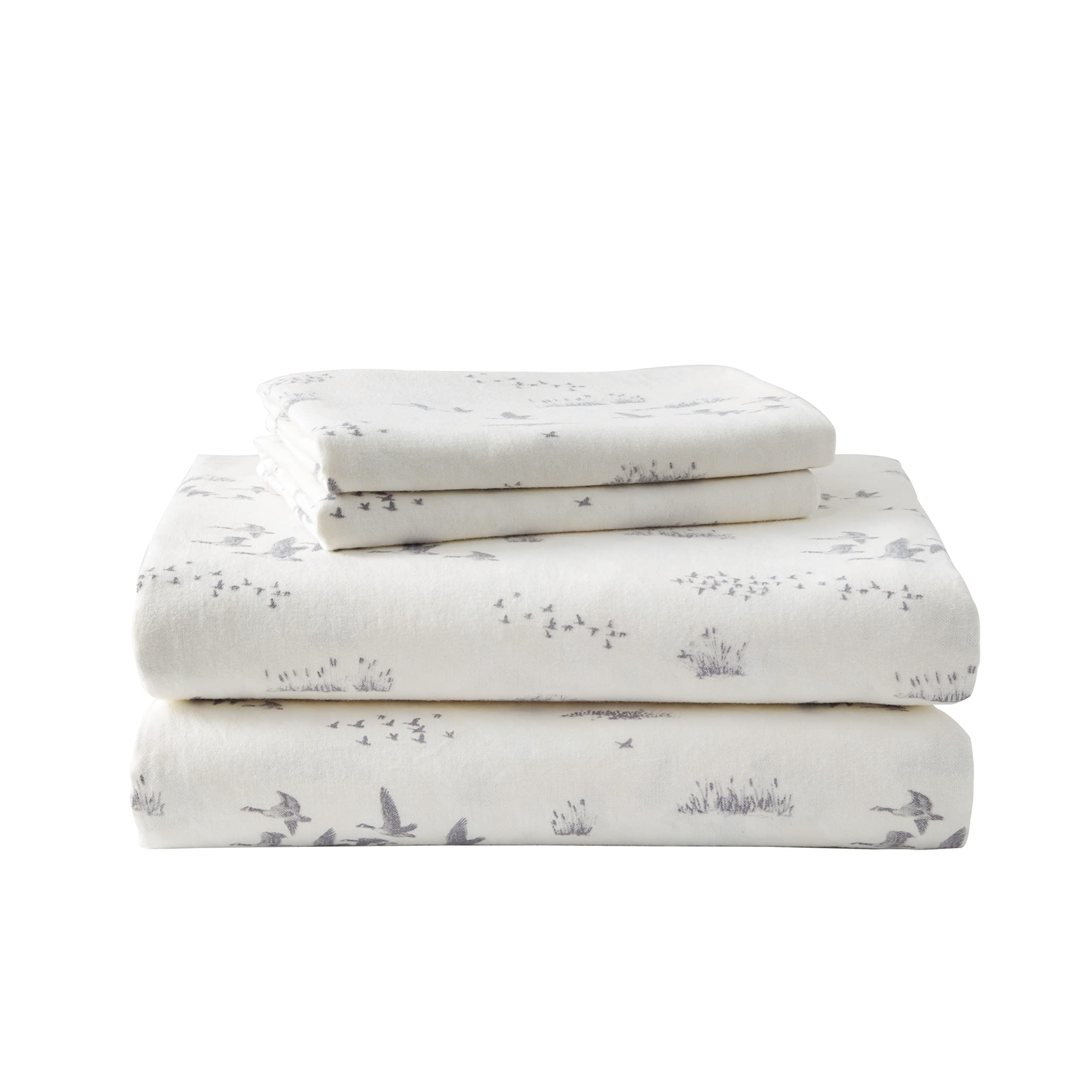 Eddie Bauer - King Sheets, Cotton Flannel Bedding Set, Brushed for Extra Softness, Cozy Home Decor (Geese Meadows, King)