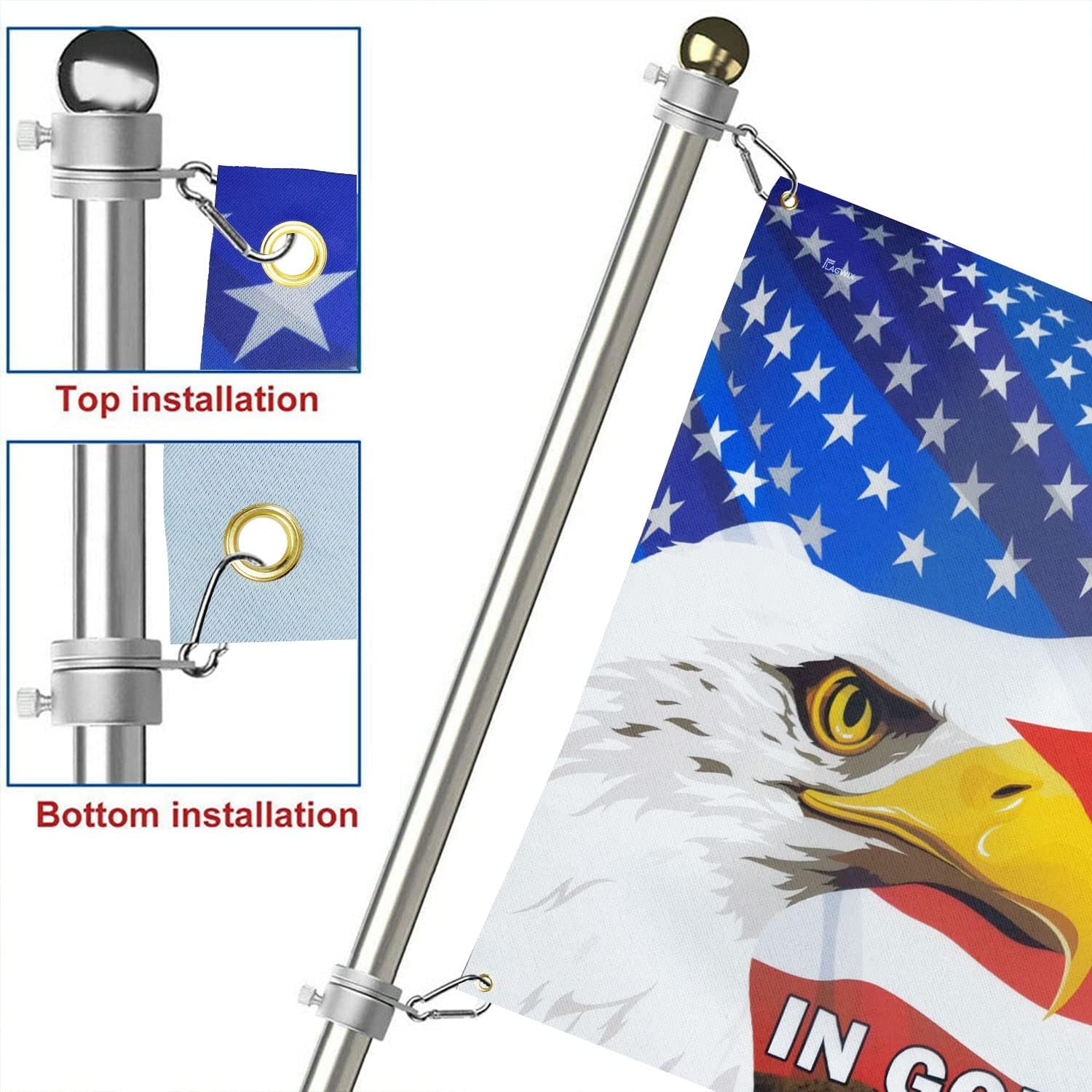 FLAGWIX Christian Patriot American Flags, Decorations For Home, Outside, Independence Day House Flag, Patriot Decor, American Patriotic Eagle Flag - 3x5 Outdoor Decor Flag with Grommets - Image 6