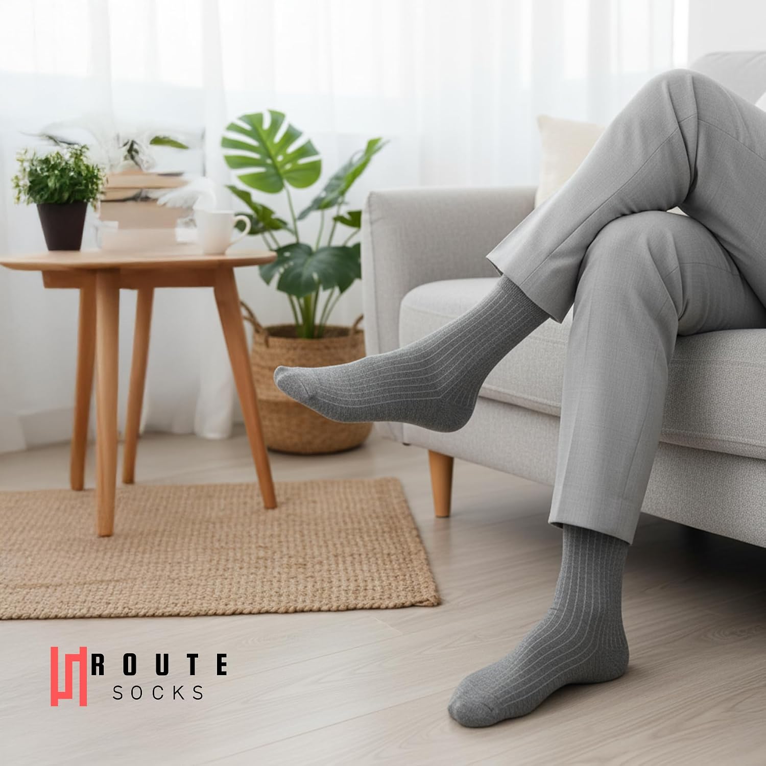 Men's Ribbed Dress Socks 7 Pairs - Soft Breathable Cotton Mid Calf Business Casual Crew Socks