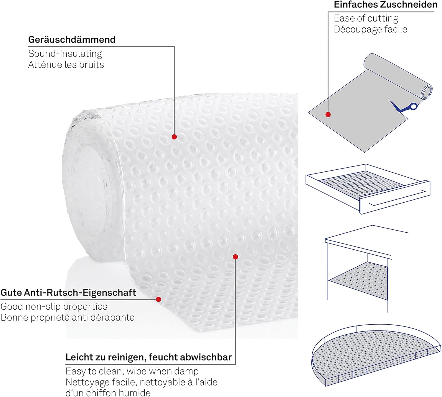 Kela Kalma 12013 Cutlery Tray, Drawer Divider with 8 Compartments, removable, 35 x 43 x 6.5 cm, bamboo, transparent, 4-piece