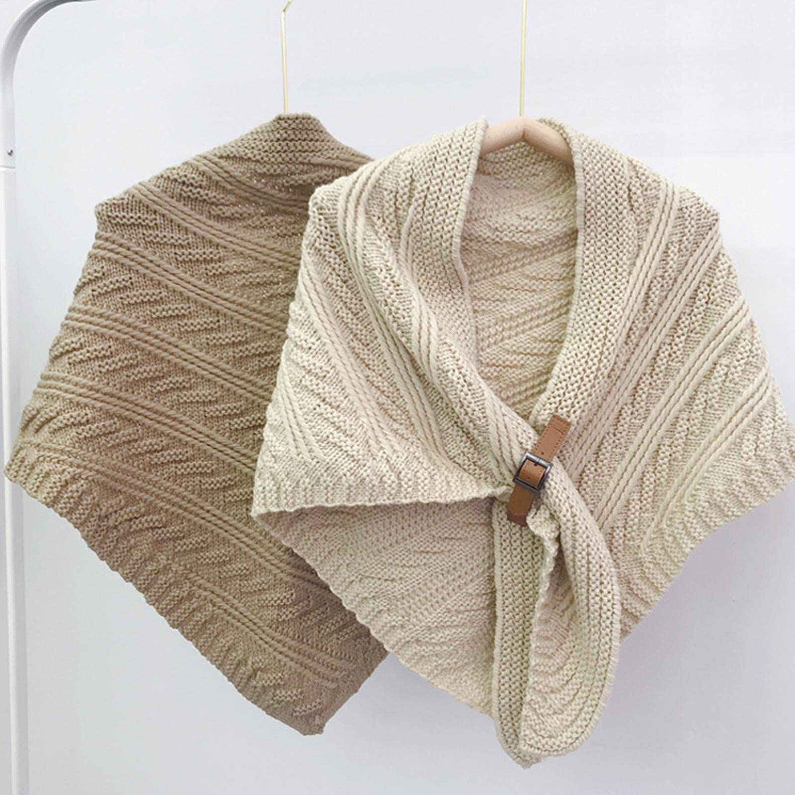 Bufanda Triángulo Grande Mujeres Invierno Capas de Punto Oficina Cálida Chal Envolturas Cinturón Encogimiento de Hombros