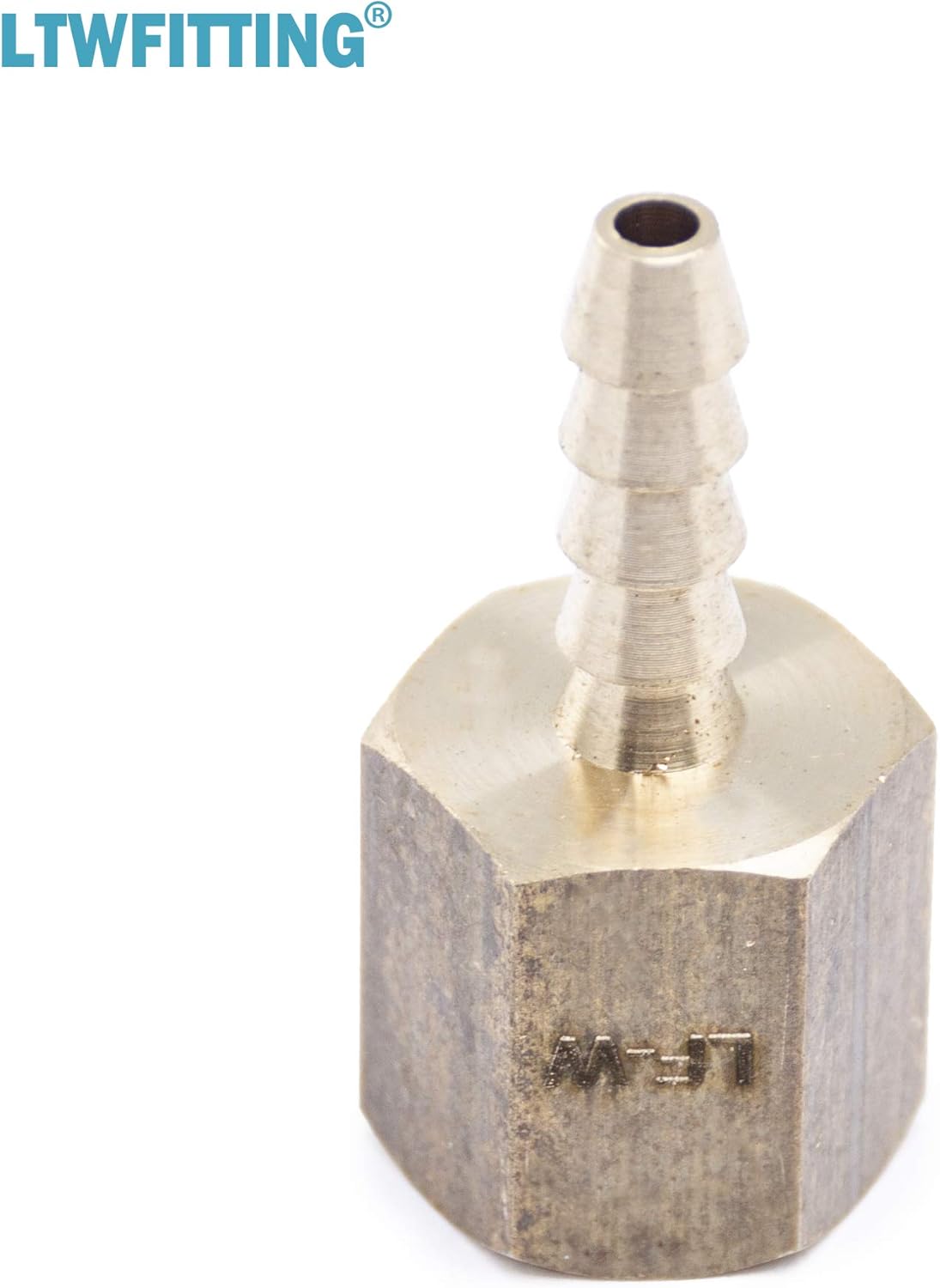 LTWFITTING No Lead Brass Fitting Coupler/Adapter 1/8" Hose Barb x 1/8" Female NPT Fuel Gas Water (Pack of 5)