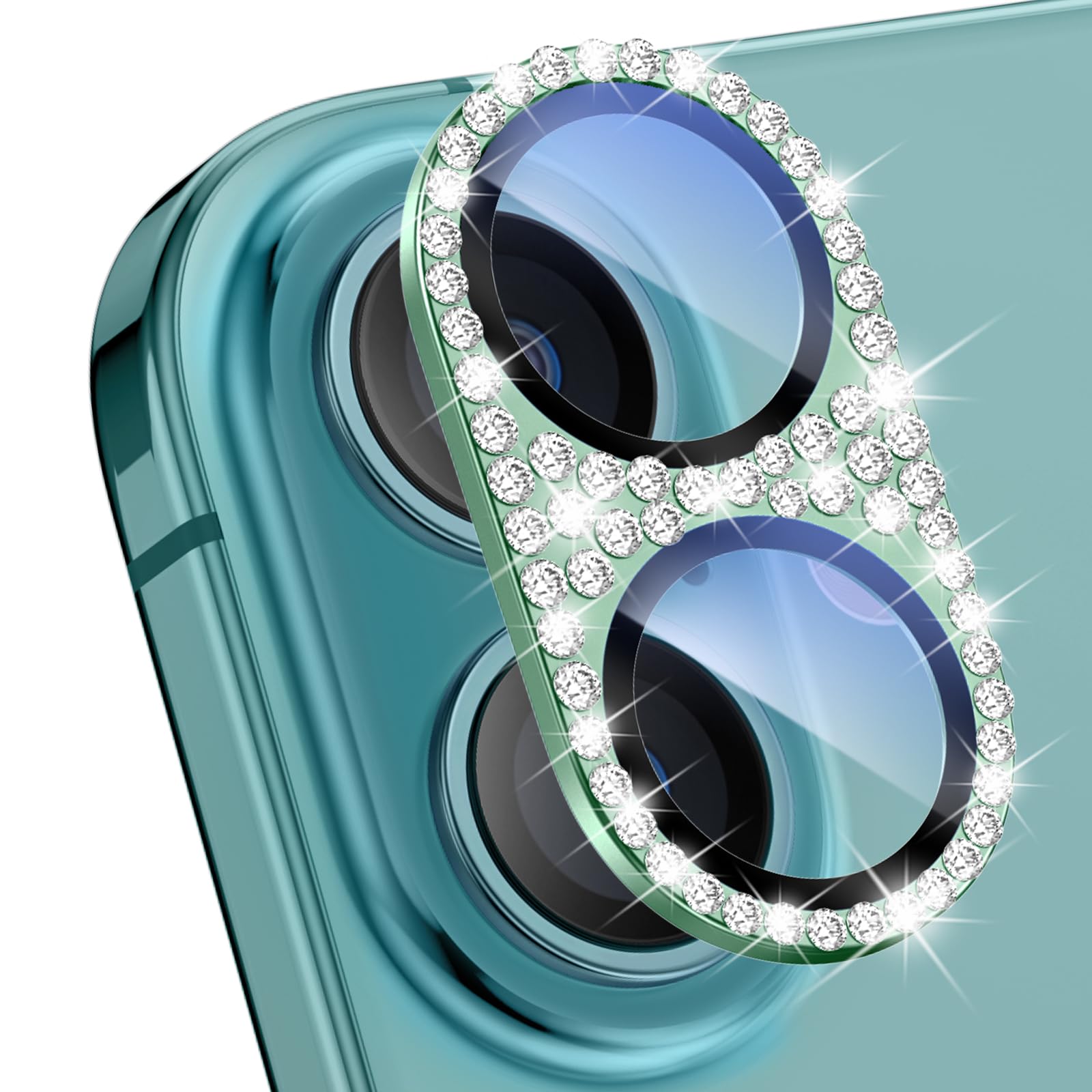 Goton Compatible for iPhone 16 Plus & 16 Camera Lens Protector, Bling Glitter Metal Cover Glass Lens Screen Protective Accessories for iPhone 16 Plus