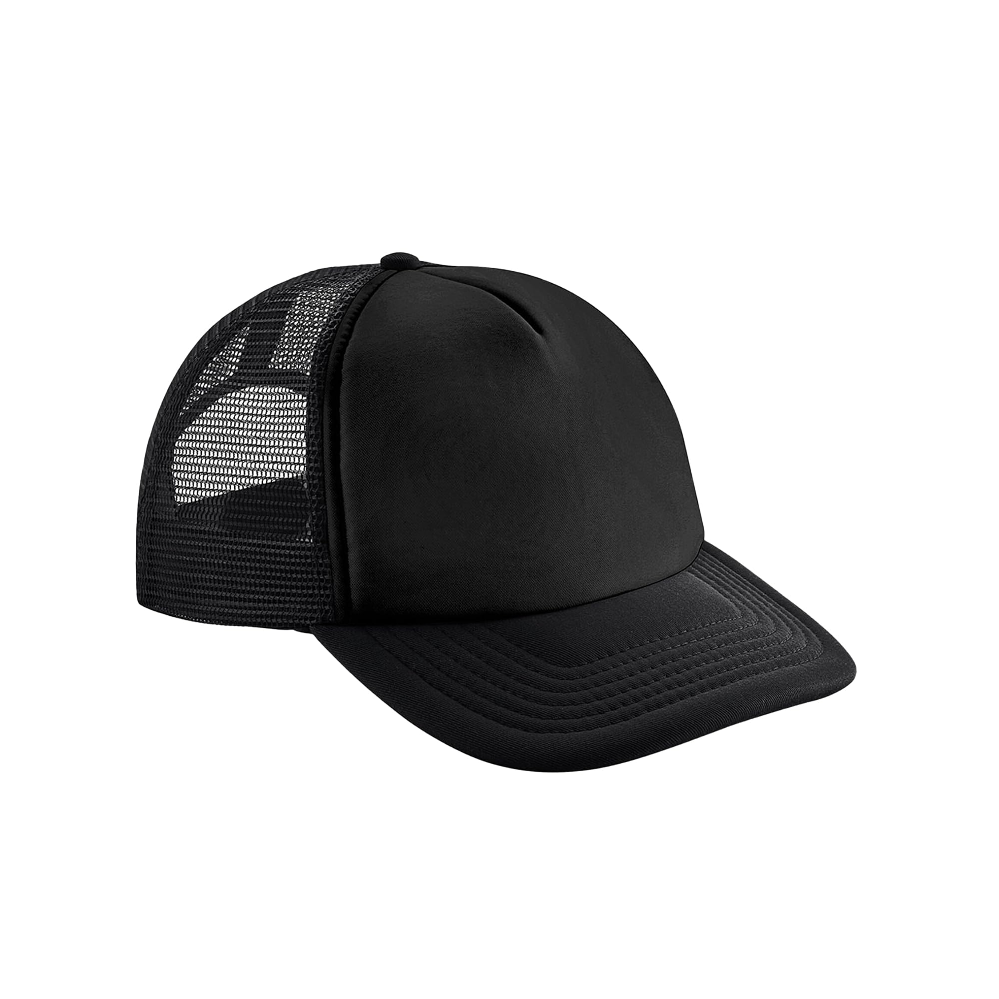 Beechfield Vintage Snapback Trucker Cap - Black/Black, One Size