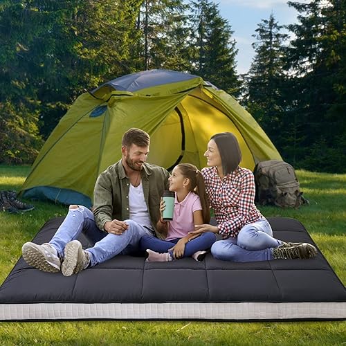 Miniatura 7 de DoCred Colchón japonés, colchón de futón japonés, colchón plegable, colchón enrollable, tapete de tatami grueso, plegable, transpirable, tumbona