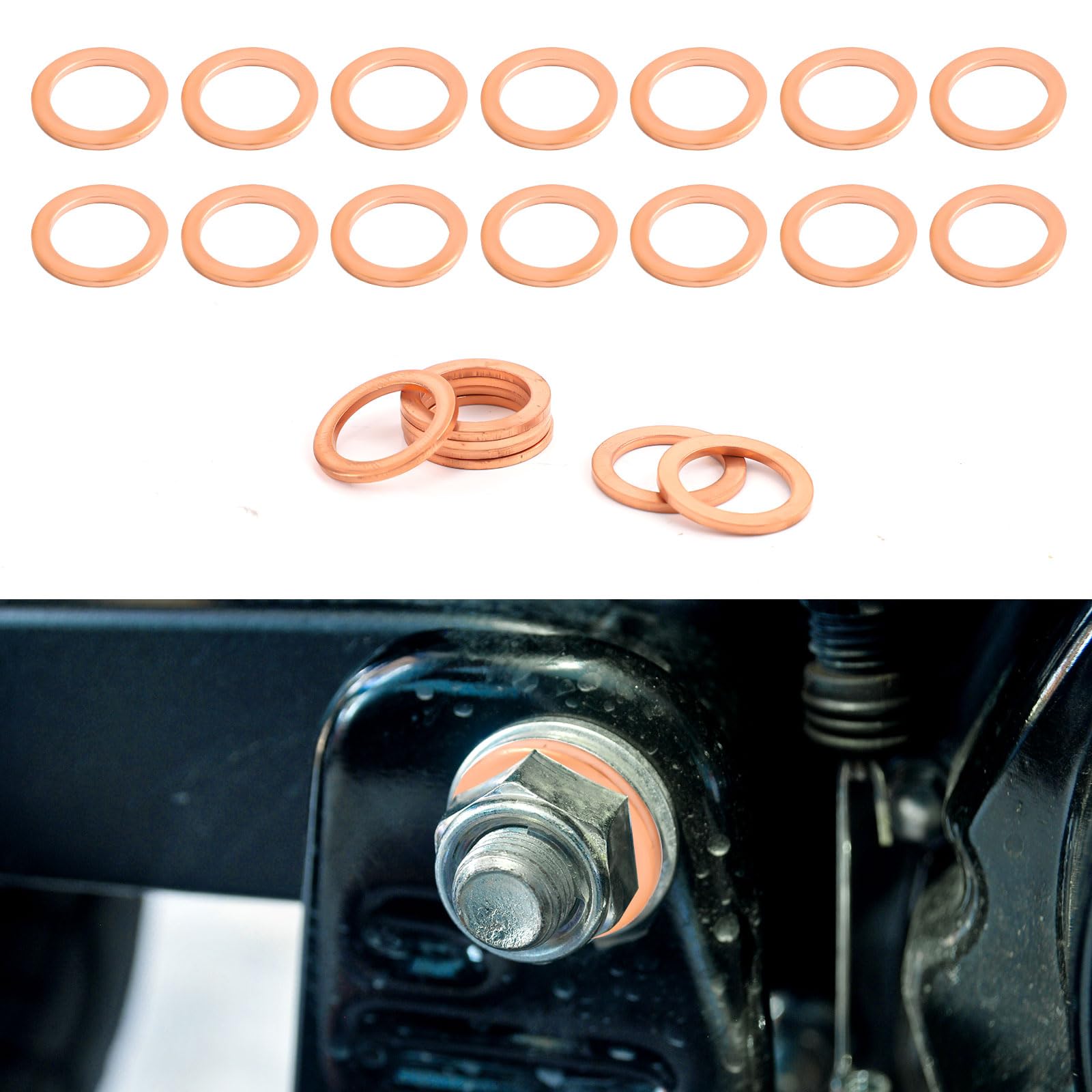 20pcs Oil Drain Plug Gasket, 14mm Copper Oil Crush Washer Seals Automotive Replacement Drain Plug Gaskets OEM PN 007603-014106 Compatible with Mercedes Benz