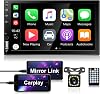Double Din Car Stereo with Apple Carplay & Android Auto 7 Inch Car Radio Audio Bluetooth Touchscreen Head Unit Support Mirror LinkFM RadioUSBAUXTF Card Input Backup Camera
