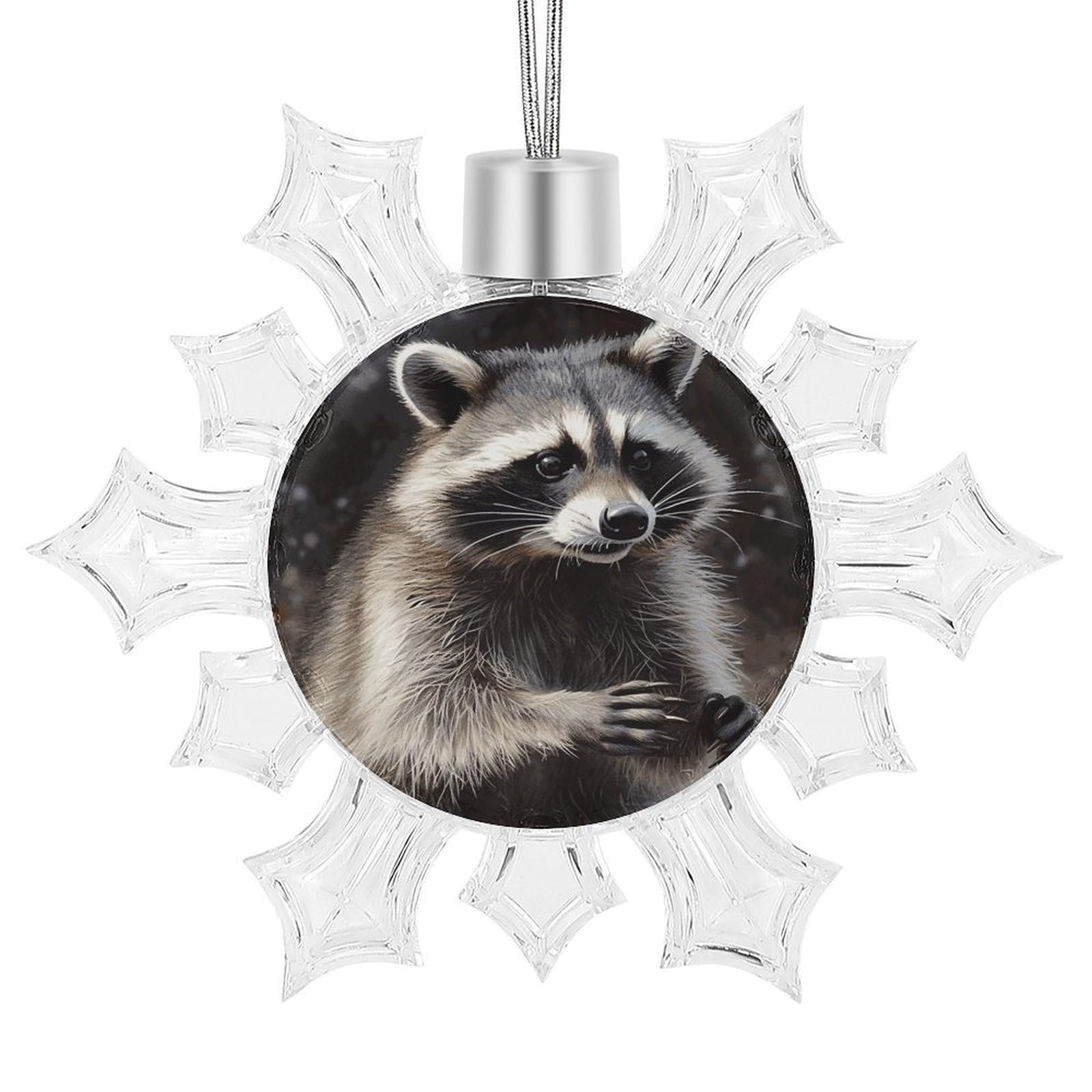 Raccoon Snowflake Ornaments Cute Snowflake Pendant Exquisite Christmas Tree Ornaments for Christmas Weddings New Year Birthday Holiday Celebration