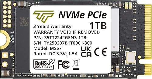 Miniatura 7 de Timetec SSD NVMe M.2 2242 de 1 TB - PCIe Gen3x4, de una cara, lectura/escritura de hasta 2,500/1,700 MB/s, compatible con portátiles Lenovo ThinkPad