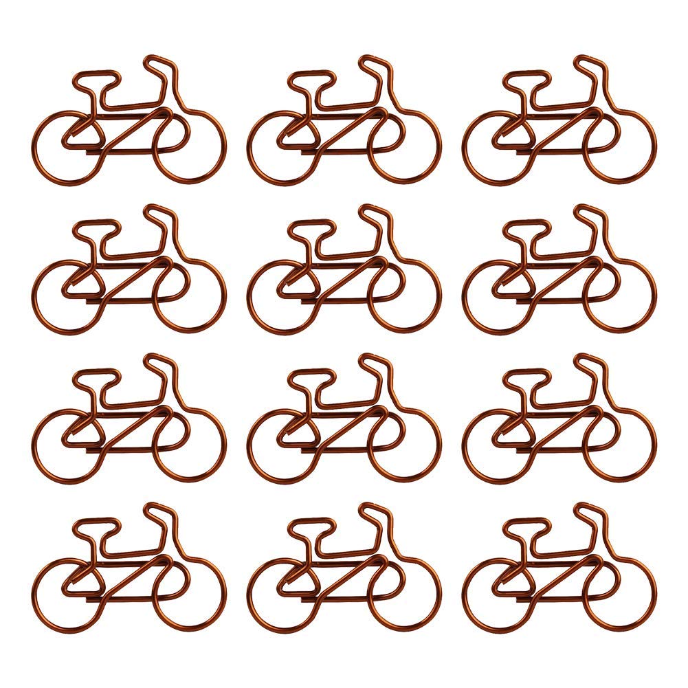 Paperclips Metal Bicycle Shape Paper Clips Novelty Files Documents Receipts Organisation Clips Desk Tidy for Home School Office 3cm*2cm 12 Pcs Very