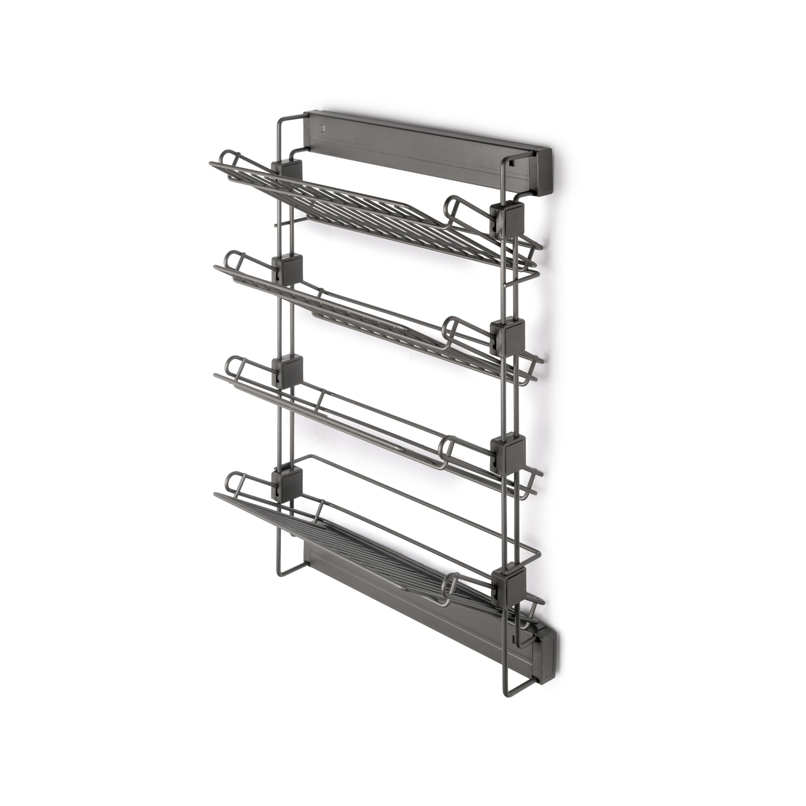 Emuca - Pull-out side shoe rack for closets and walk-in closets Quartz, Left, Steel, Titanium