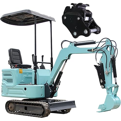 1.4 Tons Mini Excavator with KubotaDiesel Engine,Household Digger with Bucket and Hydraulic Thumb Clamp, Extra Gift Quick Coupler, Work for Farm,US in Stock Blue4