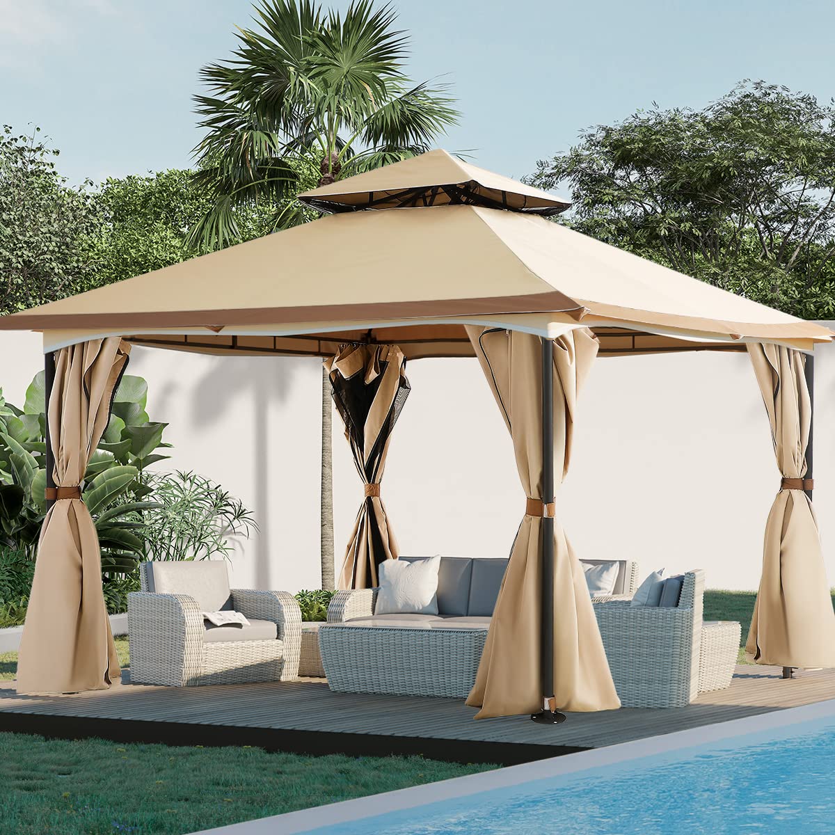 Quictent 10x10ft Patio Gazebo Canopy Tent,Outdoor Gazebo With Netting