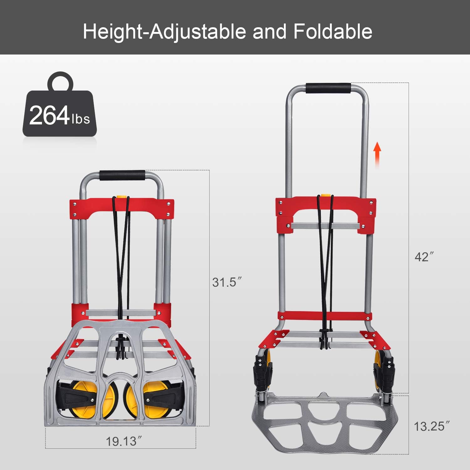 Exсluѕіvе Dіѕсоunt 70% Prісе FULLWATT 264 Lb Capacity Folding Hand Truck and Dolly Aluminum Portable Folding Hand Cart with Telescoping Handle and Rubber Wheels (Red)