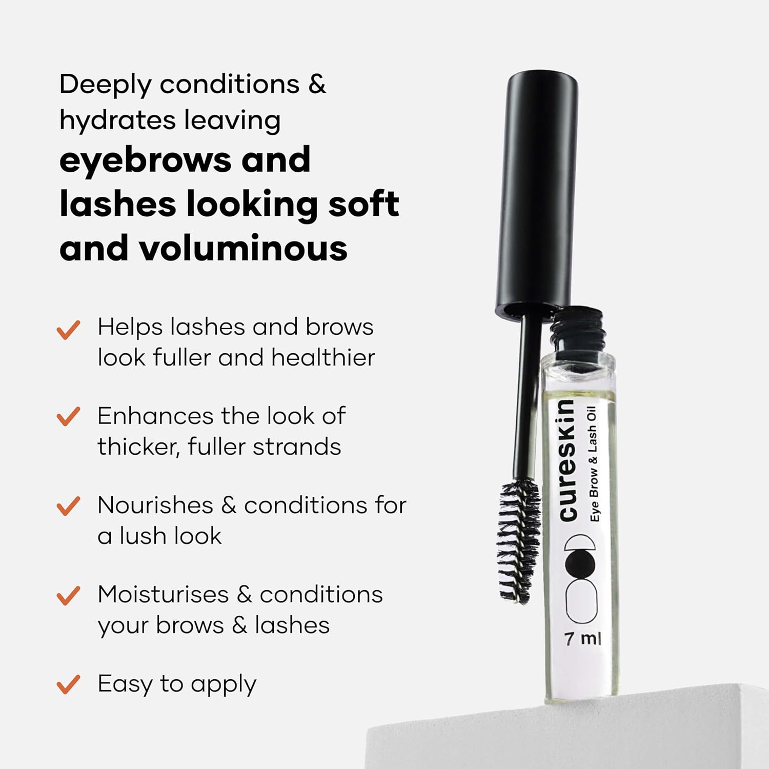 Cureskin Eye Brow & Lash Oil | Nourishes and Strengthens (7 ml) | Eyelash Growth Serum | Lash Serum for Eyelash Growth