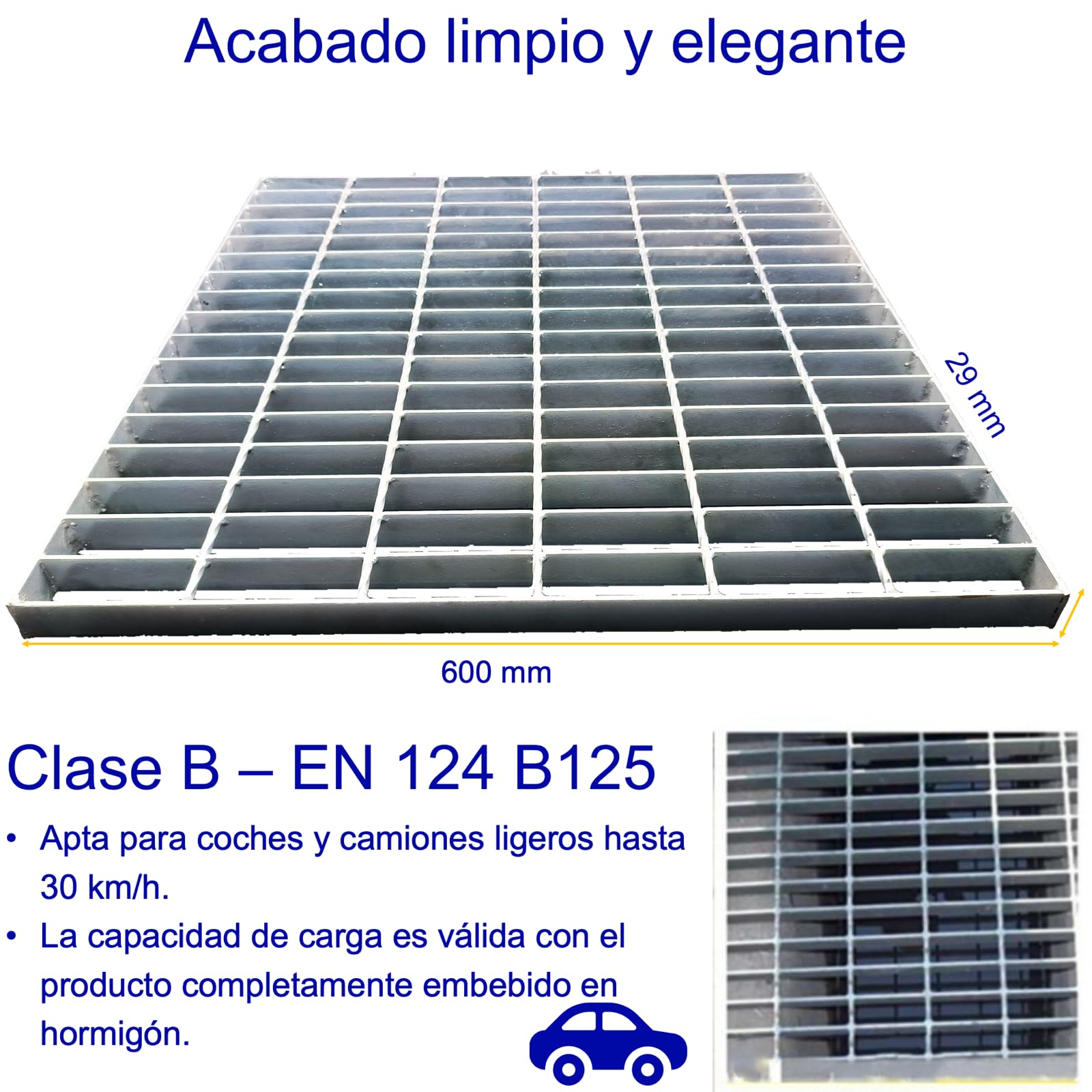Rejilla Acero Galvanizado para Entrada 600 x 600 mm