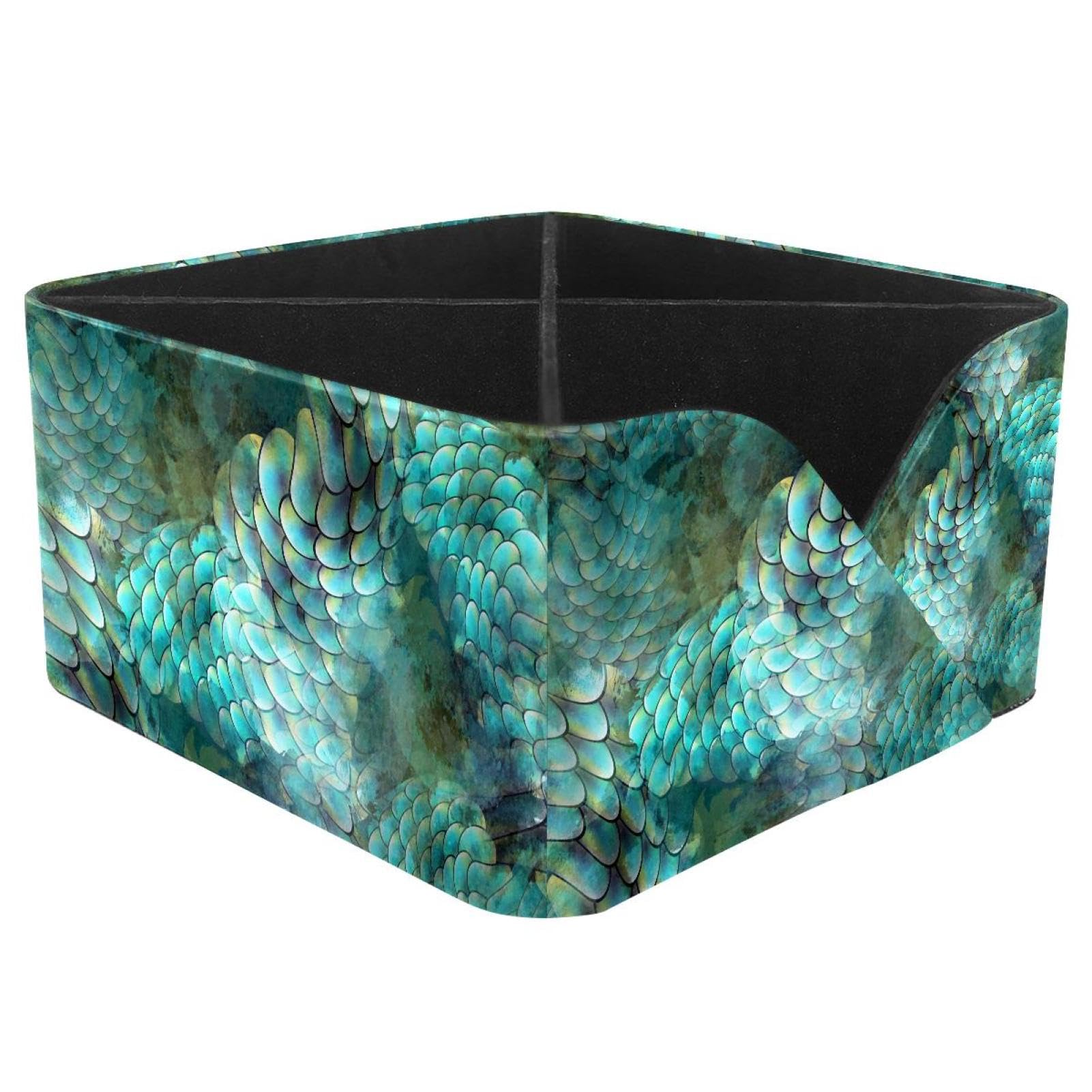 KengjuTesu Magic Mermaid Scale Pattern Desktop Organizer Pen Holder, Rectangular Pencil Cup for Office, Study and Makeup Stations