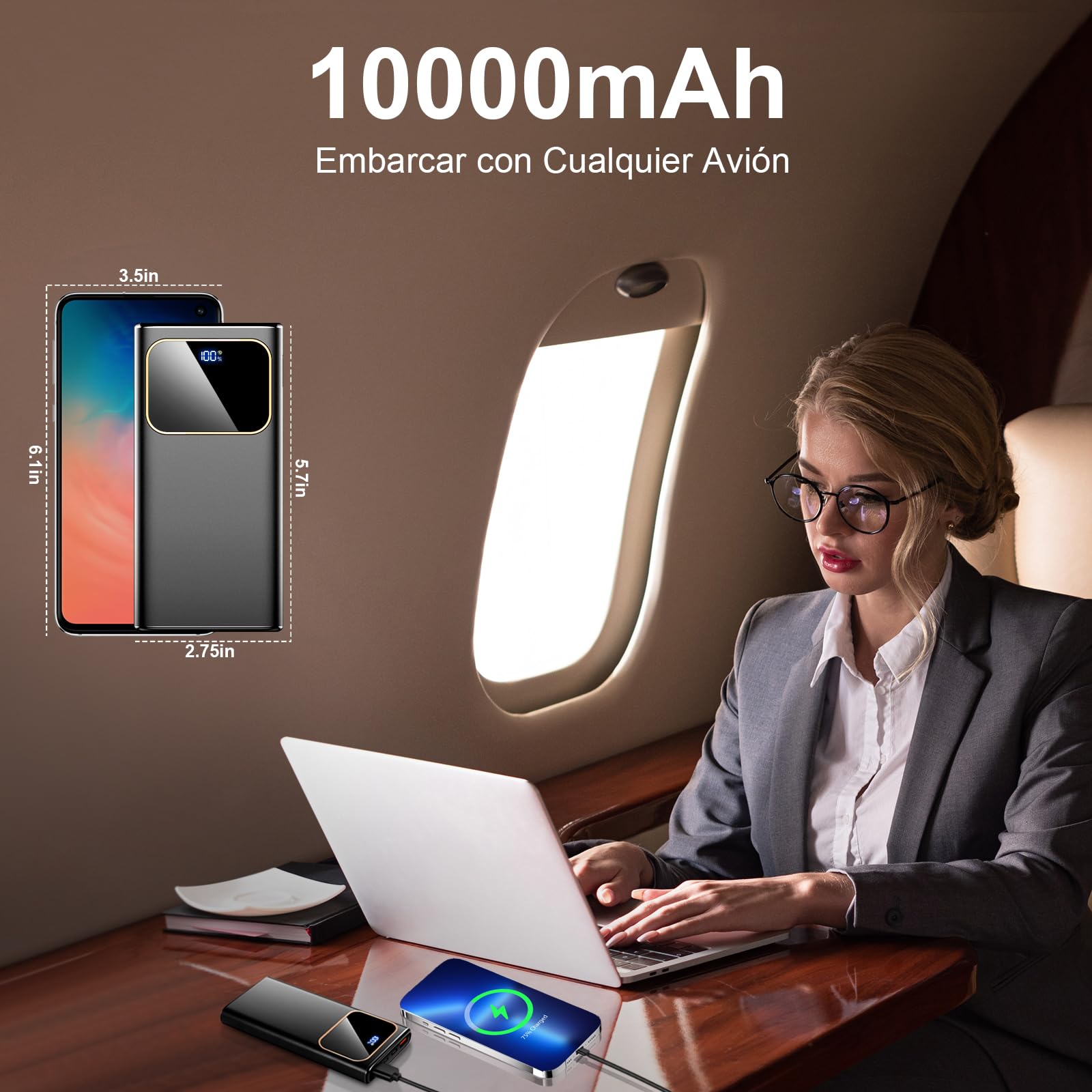 2026 Power Bank Fast Charging,Bateria Externa Carga Rapida 10000mAh 22.5W Cargador Portatil con Entrada y Salida USB C, Patalla LED para iPhone 17/16/15/14 Air Pro MAX Plus Mini, para Samsung Android — view 7