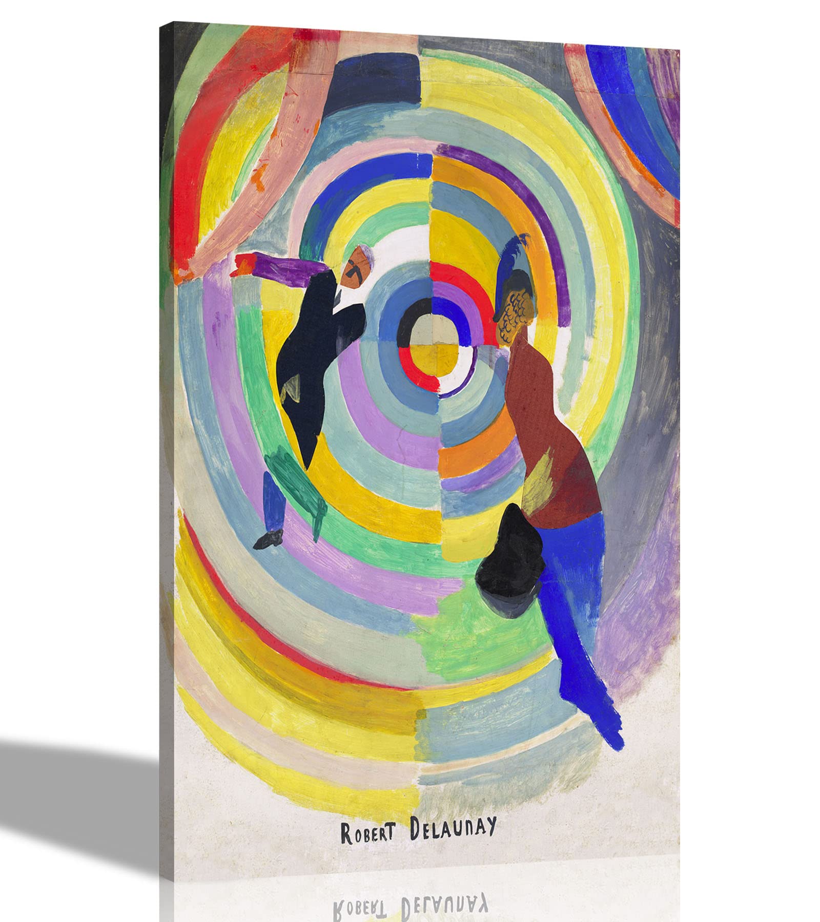 Artley Prints Multicoloured - Political Drama By Robert Delaunay Canvas Wall Art Pictures | Framed Prints For Living Room, Bedroom Office | Hanging Artwork 60 X 40Cm (24 X 16 Inches) A2