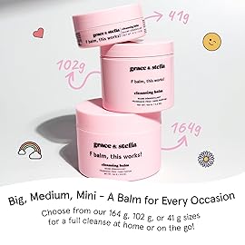 grace & stella Cleansing Balm - Travel Size Makeup Remover - Deep Cleansing & Hydrating Face Cleanser - Dissolves Waterproof Make Up, SPF & Impurities - Gentle on Skin - Vegan Skincare (41 g/ 4.3 oz)