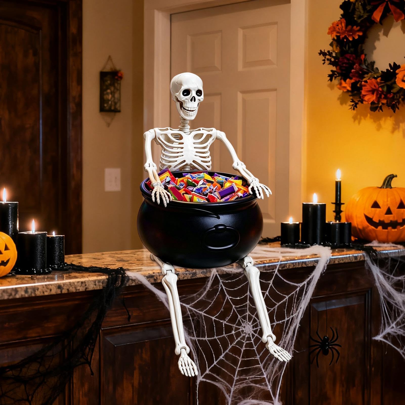 Outdoor Halloween Candy Bowl - articolato a mano, vassoio scheletro