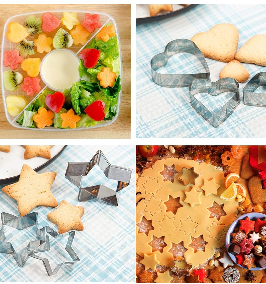 Condition photo showing New/Like New for Heart Star Cookie Cutters Set, Valentine’s Day Heart Shaped Biscuit Cutters Stainless Steel Pastry Donuts Cutters with Storage Box Star+Heart Shape