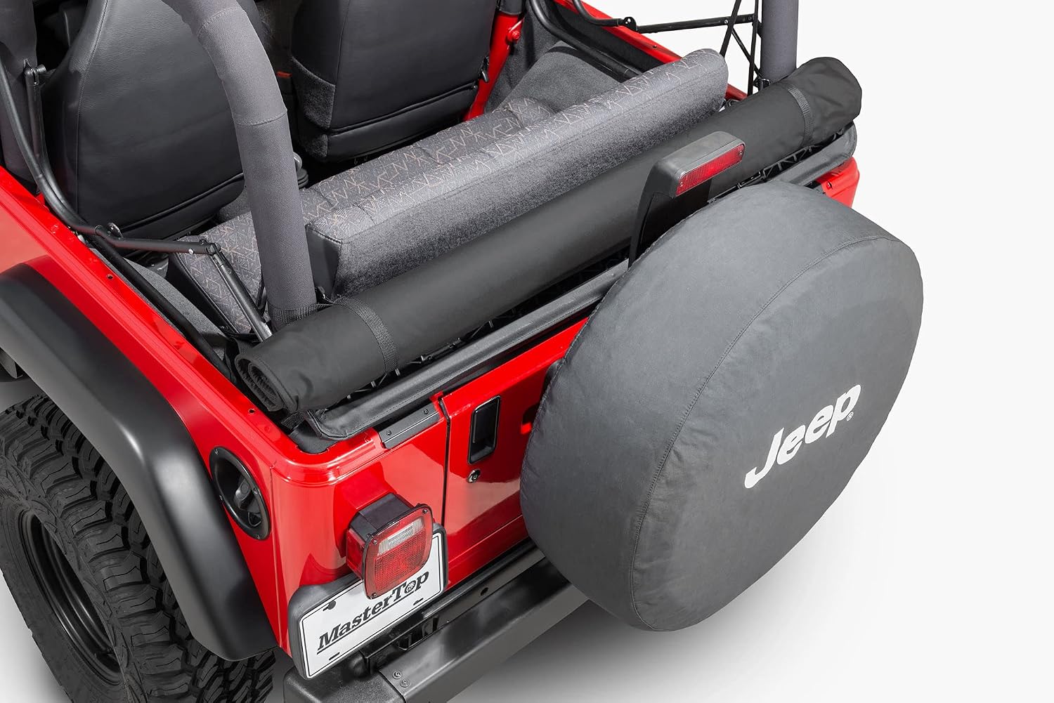 MasterTop Soft Top Window Protection Roll, Black MasterTwill - Fits Jeep 1976-2018 CJ, YJ, TJ, JK 2-Door and 4-Door - Storage to Prevent Scratches and Damage - Multi-Layer Interior Pockets