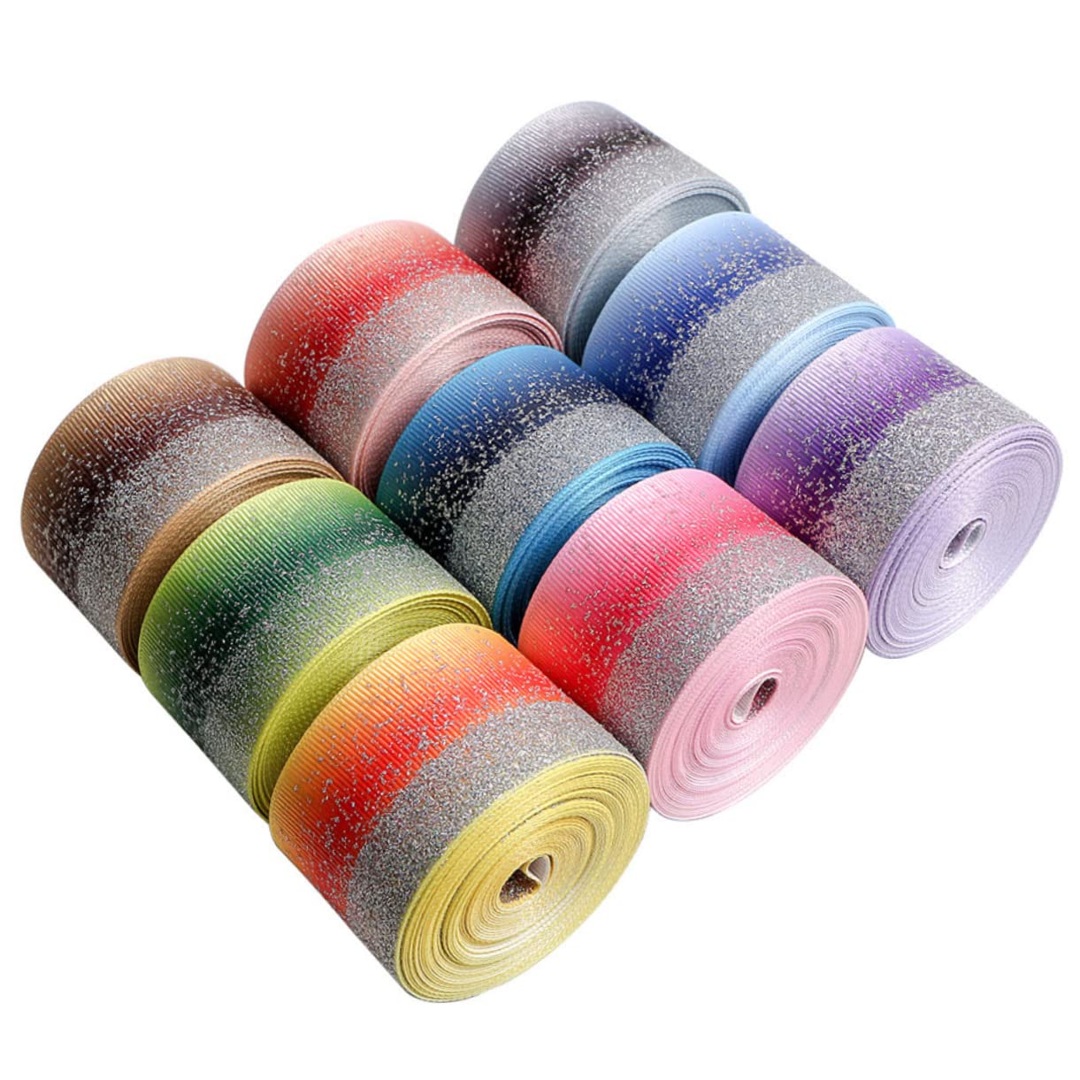 SHINEOFI 3 Nastri in Grosgrain Trasparente Da 38 Mm A Righe Sfumate Per Lavori Artigianali 5 Iarde/rotolo Versatili Per Confezionare Bouquet E Palloncini.