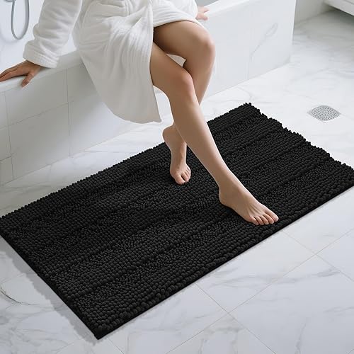 Miniatura 29 de Yimobra Alfombras lavables para baño, alfombra de baño de chenilla súper suave y absorbente para piso y alfombra, alfombra antideslizante de secado