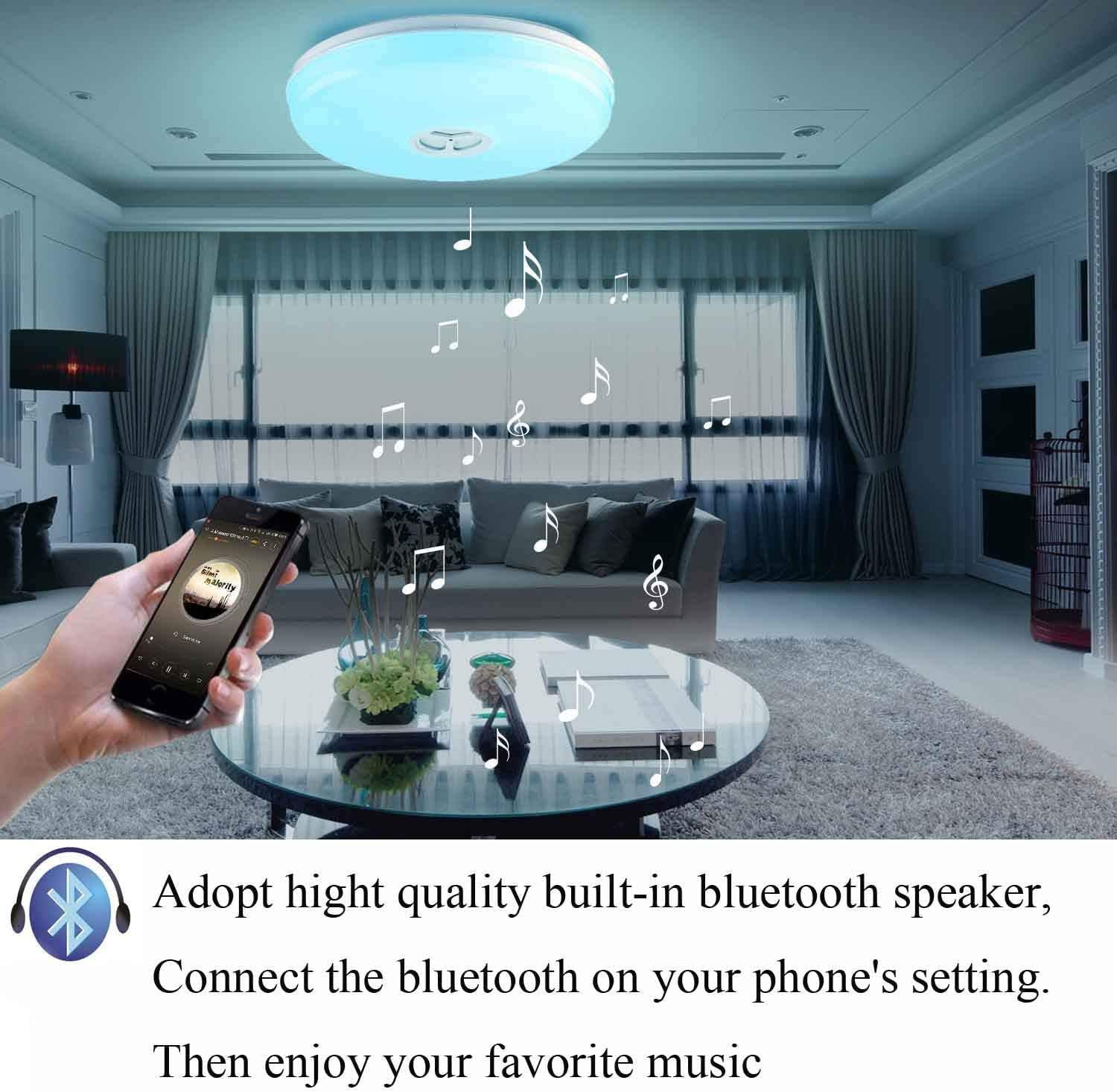 Up To 40% OFF 24W Bluetooth LED Ceiling Lamp with Bluetooth Speaker 85V-265V Φ36cm RGBW APP Control Music Smart LED Ceiling Lights Dimmable Big Round Mount Lighting for Kitchen Bathroom Dining Room