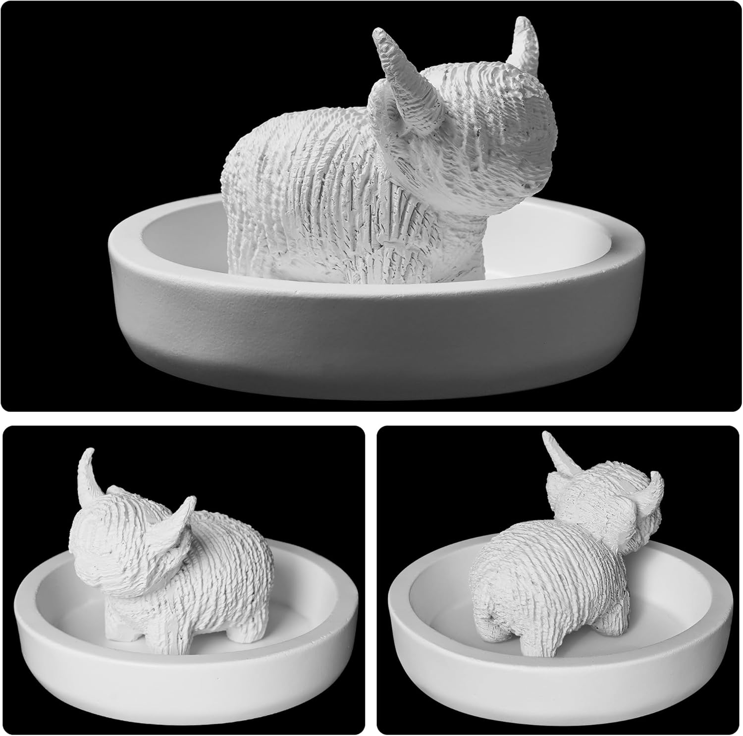 White Resin Highland Cow Ring Holder, Boho Farmhouse Jewelry Organizer for Desk and Bathroom Display | Cute Home Decor for Women, Unique Gift Idea for Her, Office & Housewarming Gifts - Image 3