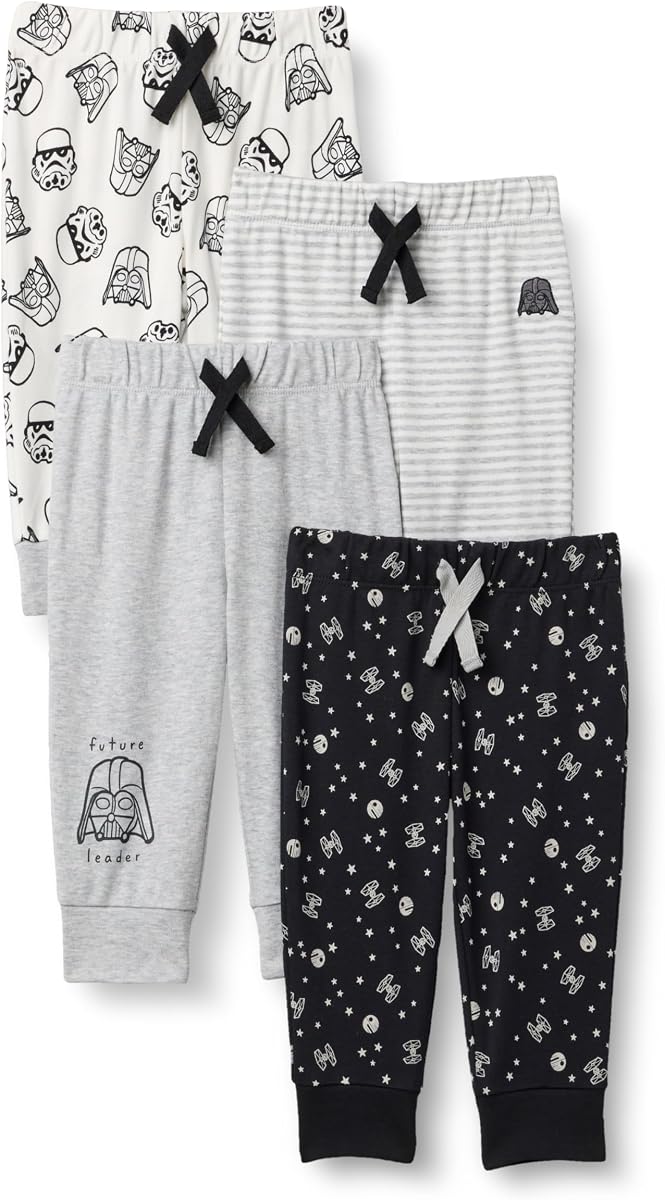 Amazon Essentials Disney | Maravilla | Star Wars Pantalones deportivos de punto de algodón para niños pequeños y bebés, paquetes múltiples