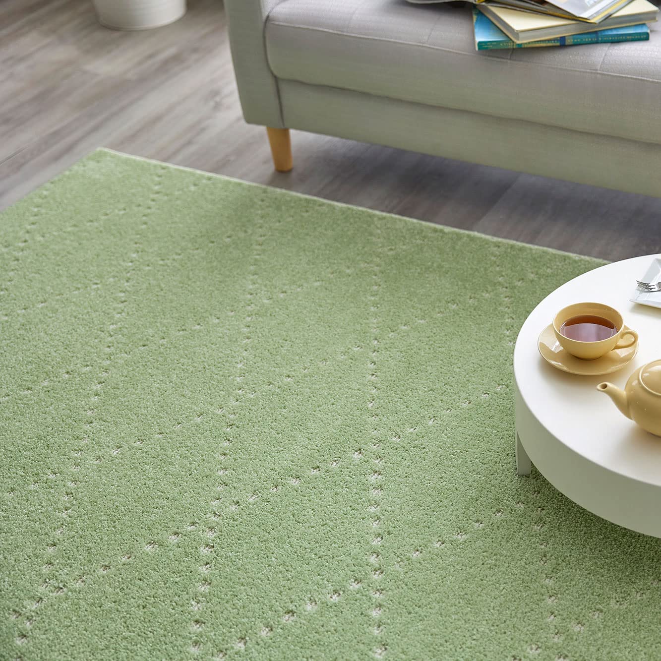 Amazon｜スミノエ(Suminoe) ラグ グリーン 円形 150×150cm 洗える 滑り