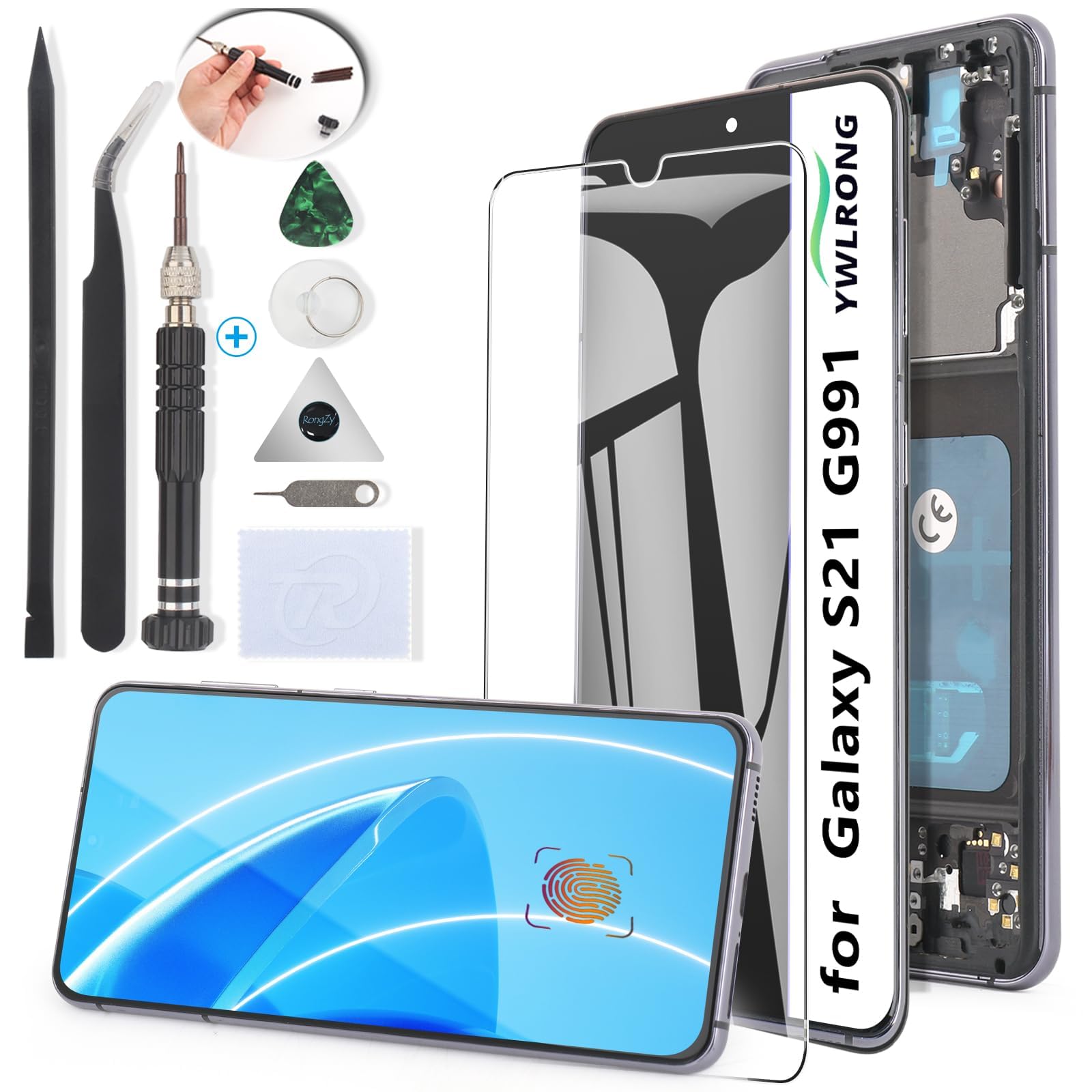 OLED for Samsung Galaxy S21 5G Screen Replacement LCD Display Touch Screen Digitizer Assembly for Samsung S21 5G G991 SM-G991U SM-G991B with Tools（