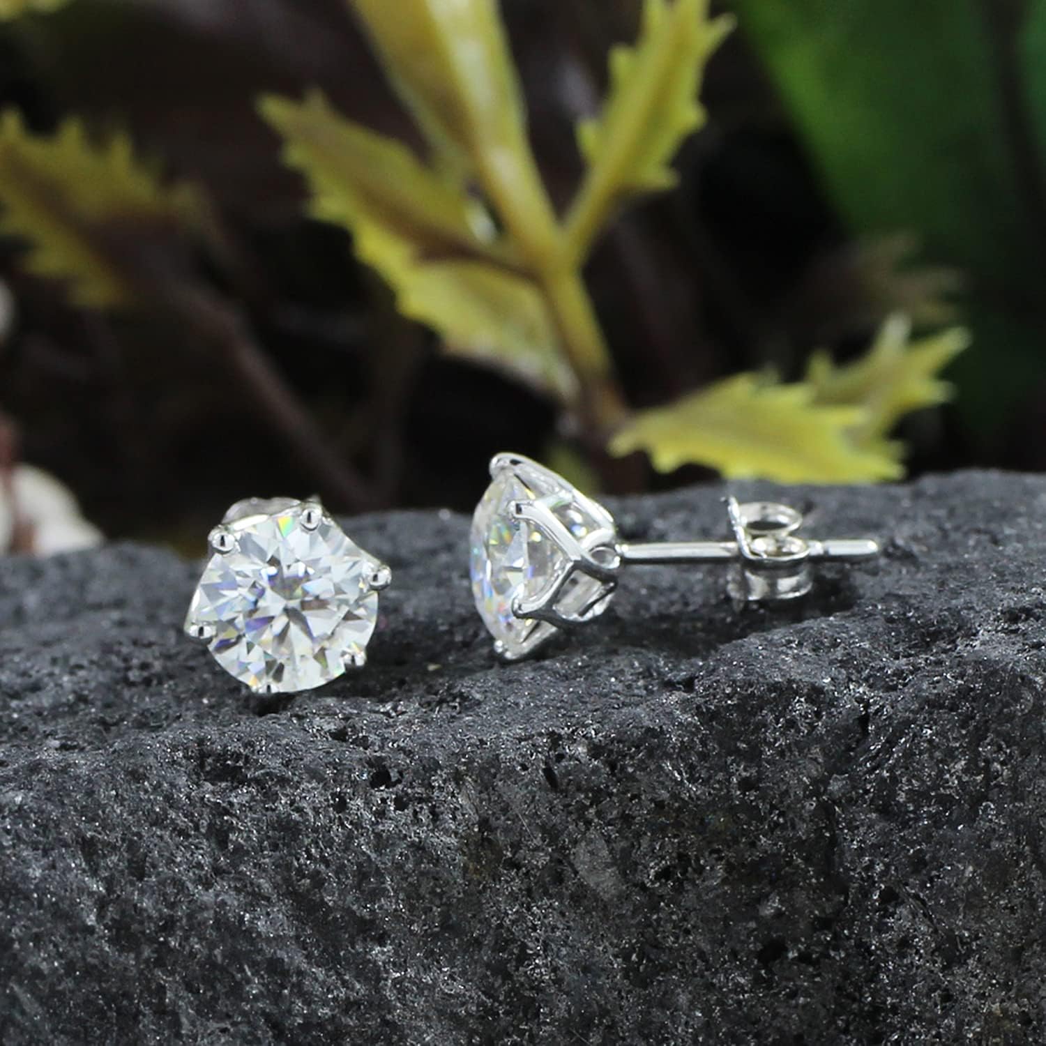 SAVEARTH DIAMONDS Moissanite Stud Earrings 2ct G H I Color 925 Sterling Silver Gold Plated Ear Studs for Women - Image 3