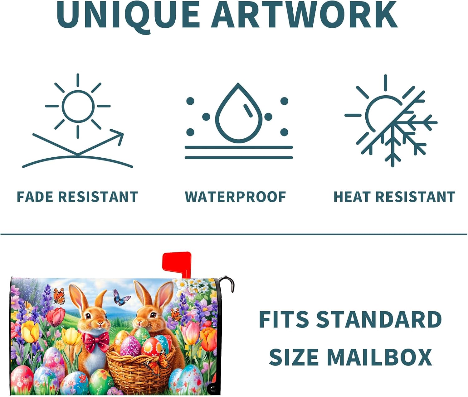 Spring Easter Mailbox Covers Magnetic Standard Size 18 X 21 Inch Bunny Flower Magnetic Mailbox Covers Egg Butterfly Mailbox Wraps Post Box Cover Decoration Outdoor Garden Home Yard Outside