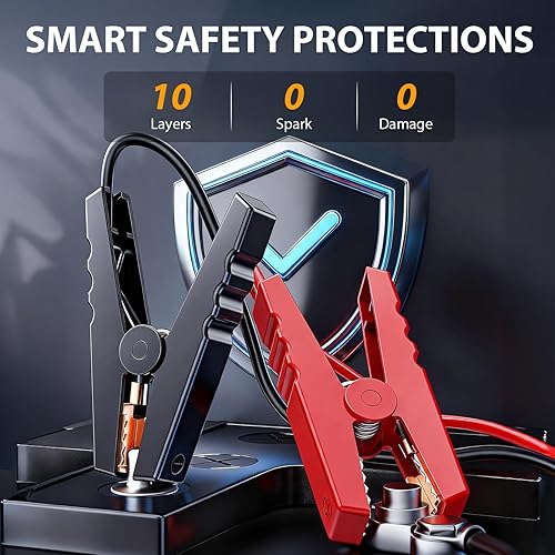 Miniatura 6 de Arrancador con compresor de aire de 5000 A, 16000 mAh y 150 PSI, batería de arranque portátil, caja de batería de 12 V (motor diesel de 9 L7 L) con