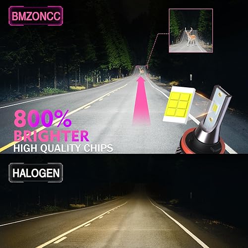 Miniatura 5 de Compatible con bombillas LED Nissan Altima (2007-2018) H11 de haz alto+bombillas de haz bajo H11 + kit de bombillas antiniebla H11 de 6500 K de luz