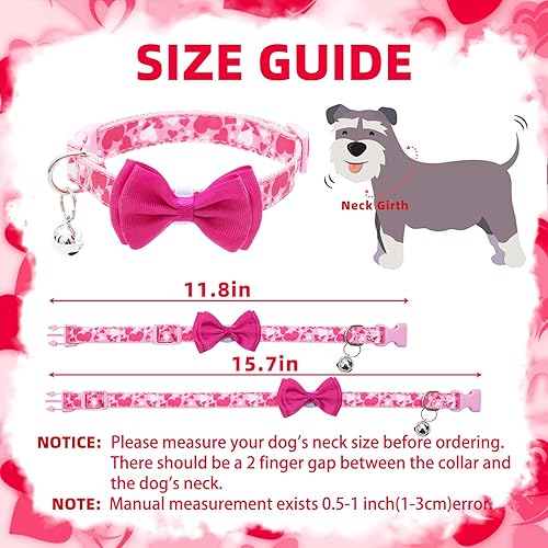 Miniatura 9 de PUPTECK Collar de cachorro con campana, paquete de 2 unidades, ajustable, lindo collar para cachorros con corbata de moño extraíble, dulce regalo