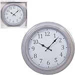 Kiera Grace Wall Clock, 16 Inch, Odessa Brushed Grey Classic Wall Clocks Battery Operated, Vintage Retro Silent Non Ticking Home Decor for Living Room, Kitchen, Bathroom