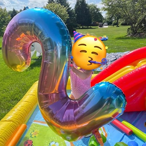 Miniatura 2 de Globos de helio de 40 pulgadas con diseño de degradado de arcoíris colorido de gran tamaño, globos grandes para decoración de fiestas de cumpleaños