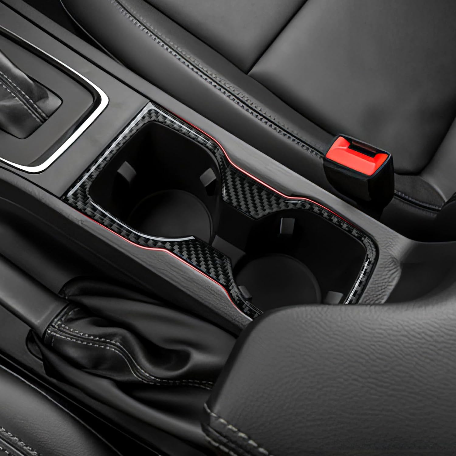 Youtaiche Carbon Fiber Center Console Cup Holder Sticker Trim Interior Accessories for Ford Ranger 2019 2020 2021 2022 2023 XLT Lariat XL