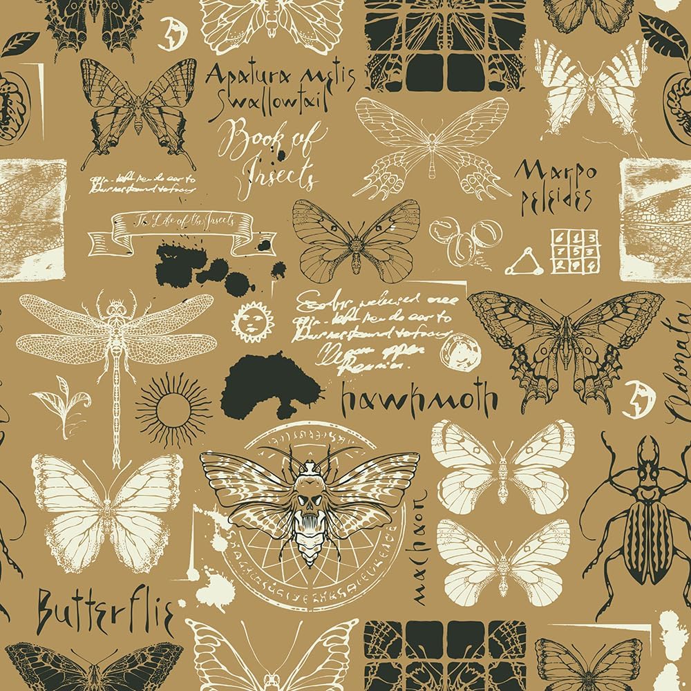 18"x236" Boho Butterfly Dragonfly Insect Abstract Peel and Stick Self Adhesive Wallpaper Removable Contact Paper Stick on Easy Peel Off Wall Paper for Kitchen Bedroom Bathroom Renter