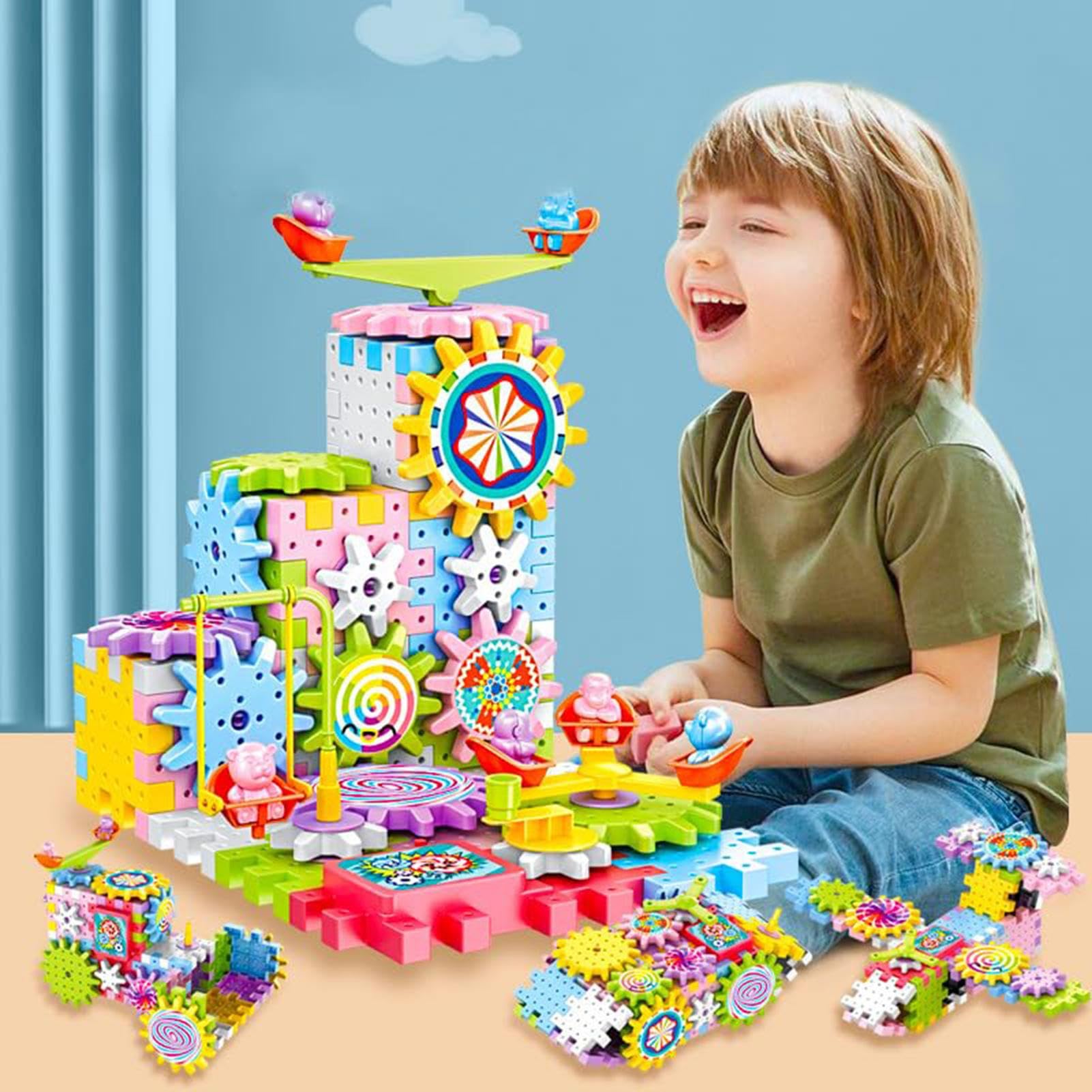 Giocattolo da costruzione elettrico, mattoncini in ABS, puzzle a incastro