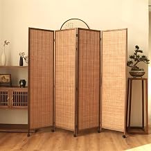 Dressing Screen Room Divider 4 panels, 59'' 67'' 71'' 78'' Portable Bamboo&wood Separator Wall,Balcony/Home/Studio/Office Privacy Screen,Freestanding Temporary Fence - Natural  Size 170cm/67in H ,
