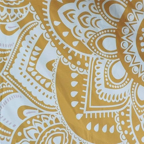 Miniatura 7 de GDONLINE Tapiz de mandala dorado teñido para dormitorio, tapiz de pared hippie para decoración de habitación, tapiz de algodón bohemio, tapiz indio