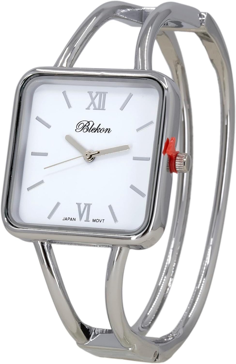 Blekon Collections Womens 30mm Square Elegant Metal Cuff Bangle Fashion Watch